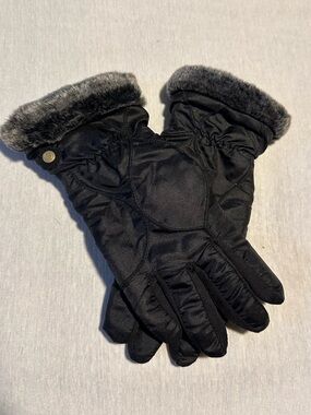 Weatherproof Gray Faux-Fur Lined Winter Gloves